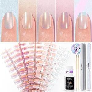 120 Glazed Chrome Short Square Nail Set